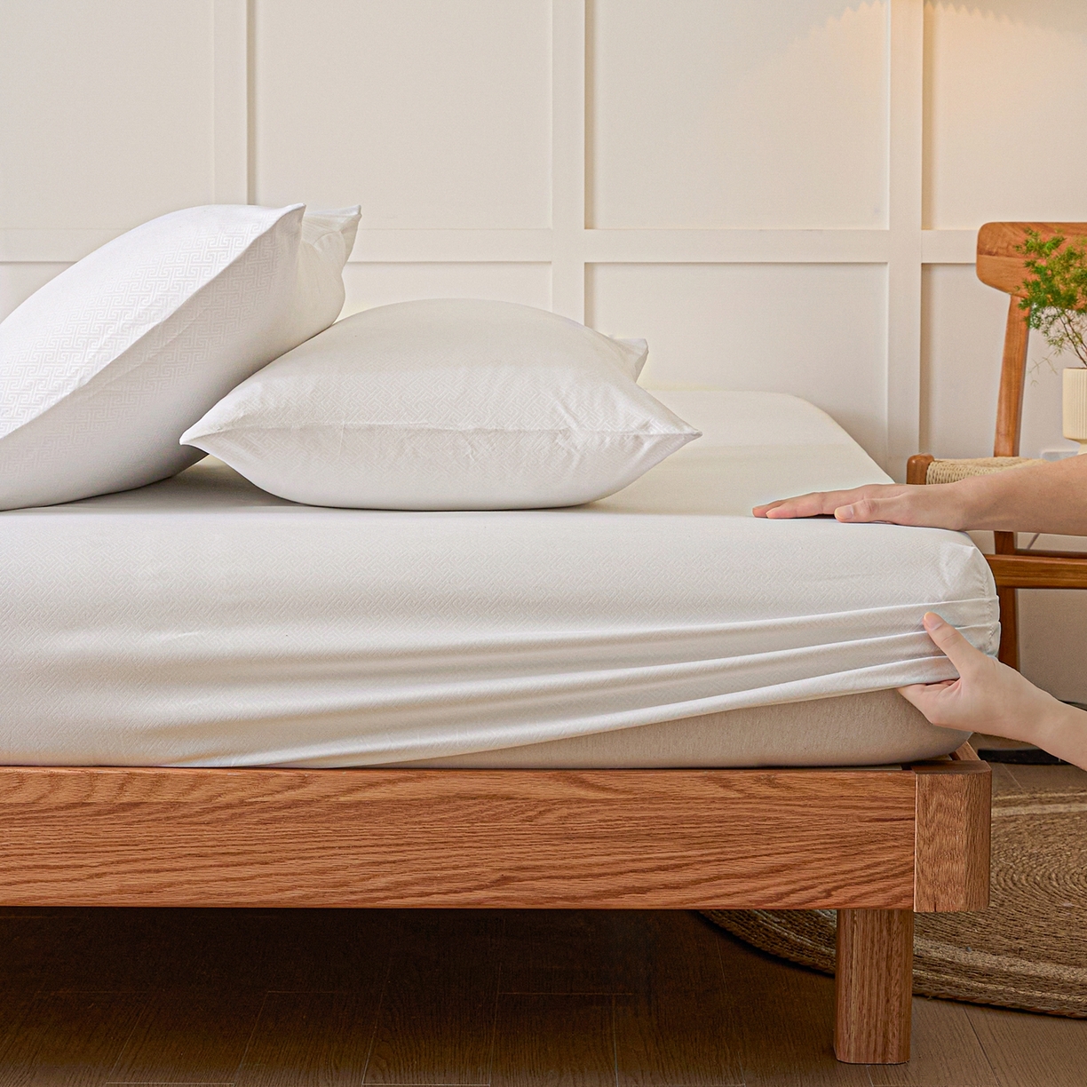 91家纺网 家纺一手货源 找家纺 （总）衿成家纺 2026新款简约纯色磨毛压光单床笠