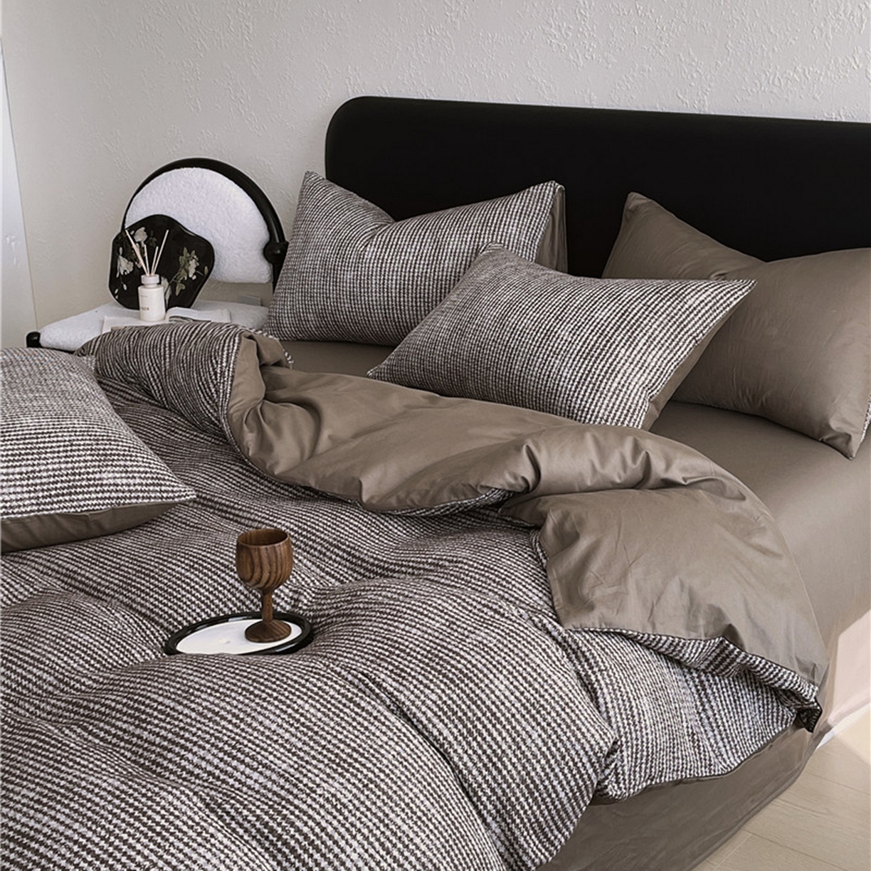 91家纺网 家纺一手货源 找家纺 琪格格纺织 2026新款纯棉纯棉色织肌理纹提花华夫格纯棉轻奢简约款四件套 莫诺克