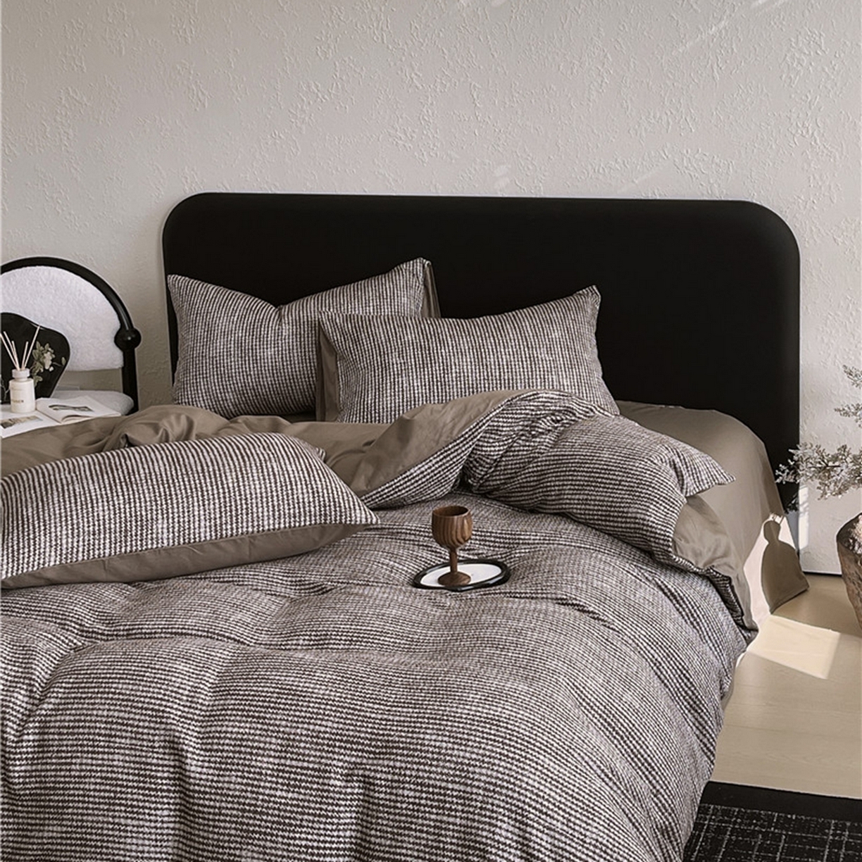 91家纺网 家纺一手货源 找家纺 琪格格纺织 2026新款纯棉纯棉色织肌理纹提花华夫格纯棉轻奢简约款四件套 莫诺克