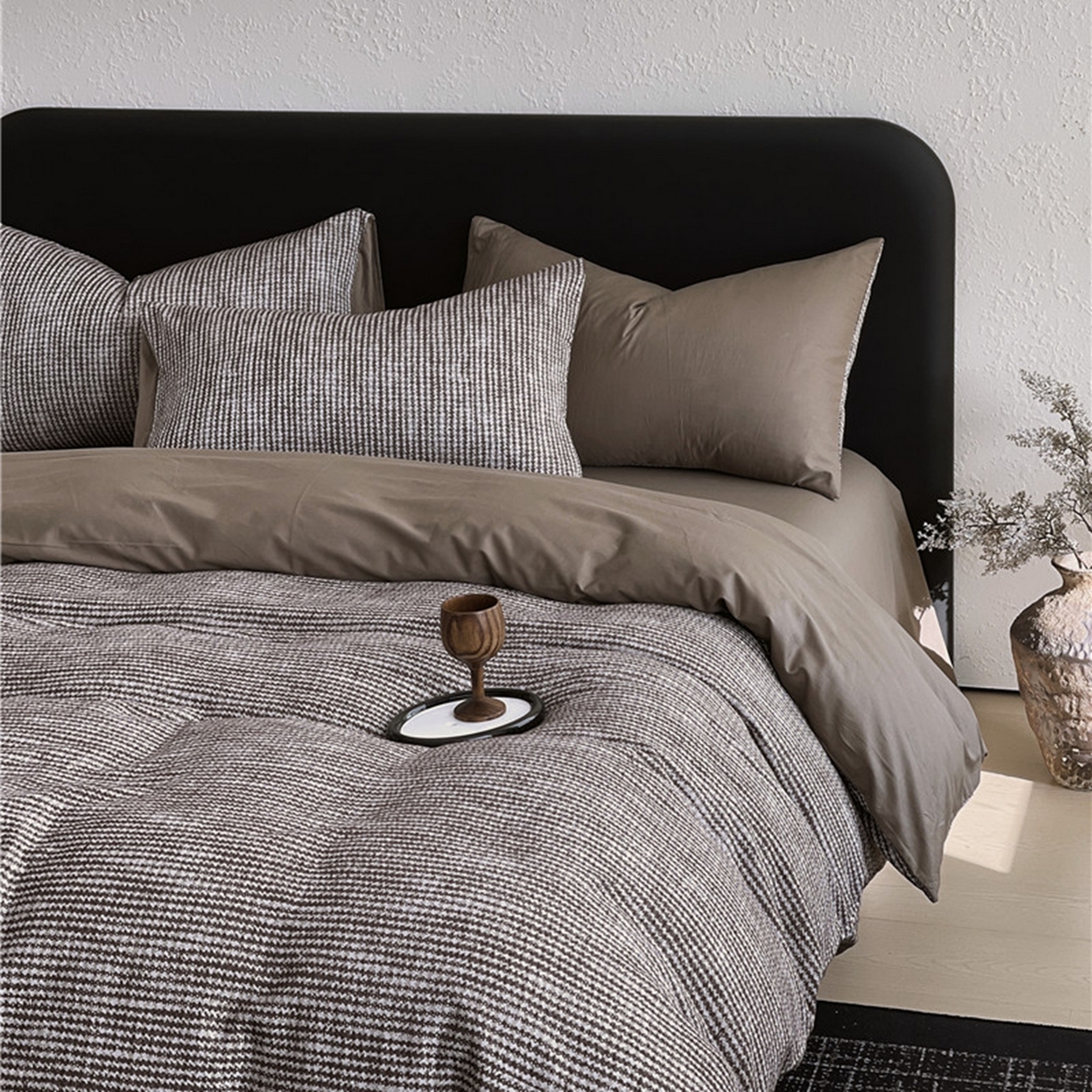 91家纺网 家纺一手货源 找家纺 琪格格纺织 2026新款纯棉纯棉色织肌理纹提花华夫格纯棉轻奢简约款四件套 莫诺克