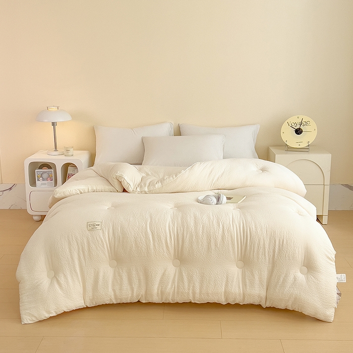 91家纺网 家纺一手货源 找家纺 （总）爱彼家纺 2026新款纯色亲肤提花大豆纤维被冬被被子被芯