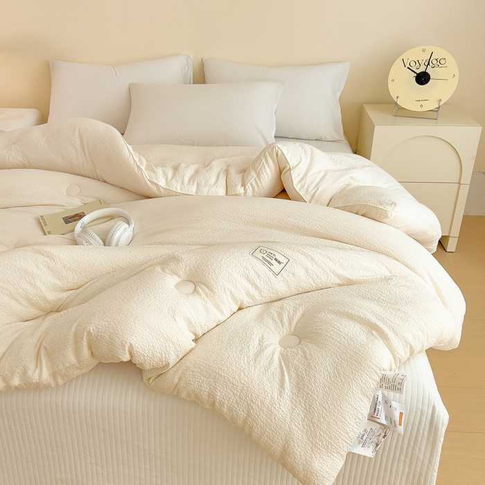 91家纺网 家纺一手货源 找家纺 （总）爱彼家纺 2026新款纯色亲肤提花大豆纤维被冬被被子被芯