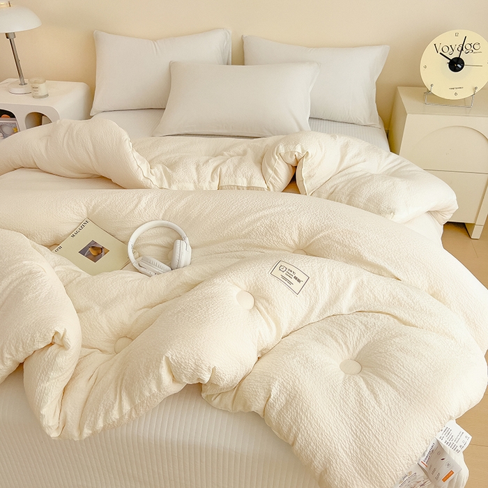 91家纺网 家纺一手货源 找家纺 （总）爱彼家纺 2026新款纯色亲肤提花大豆纤维被冬被被子被芯