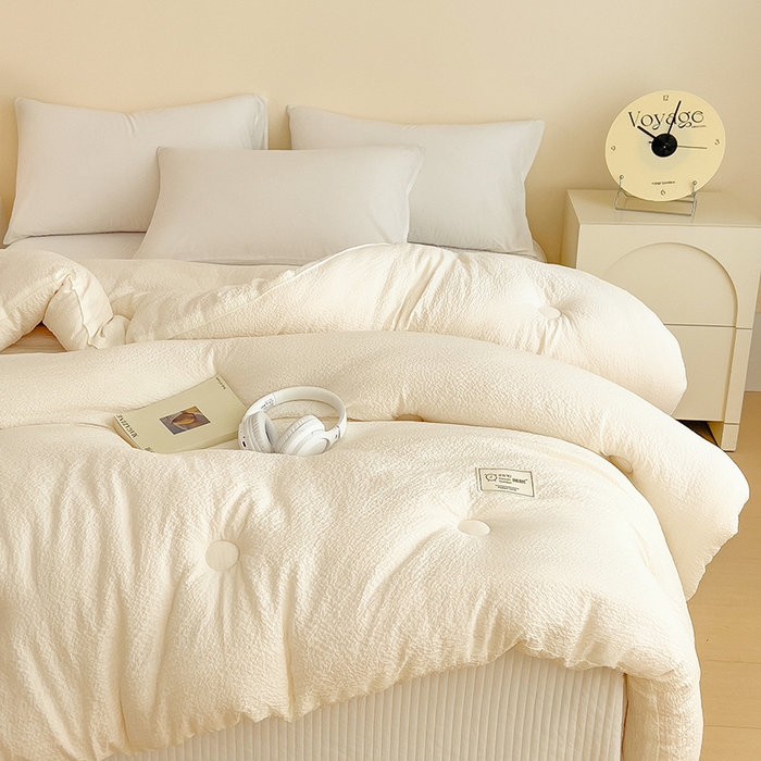 91家纺网 家纺一手货源 找家纺 （总）爱彼家纺 2026新款纯色亲肤提花大豆纤维被冬被被子被芯