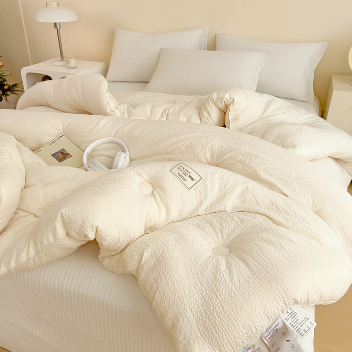 91家纺网 家纺一手货源 找家纺 （总）爱彼家纺 2026新款纯色亲肤提花大豆纤维被冬被被子被芯