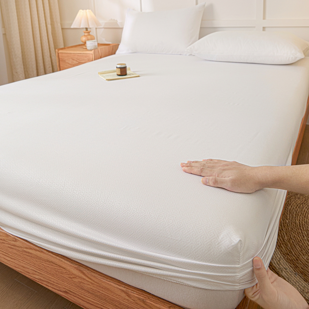 衿成家纺 2026新款简约纯色磨毛压光单床笠 YG-白色