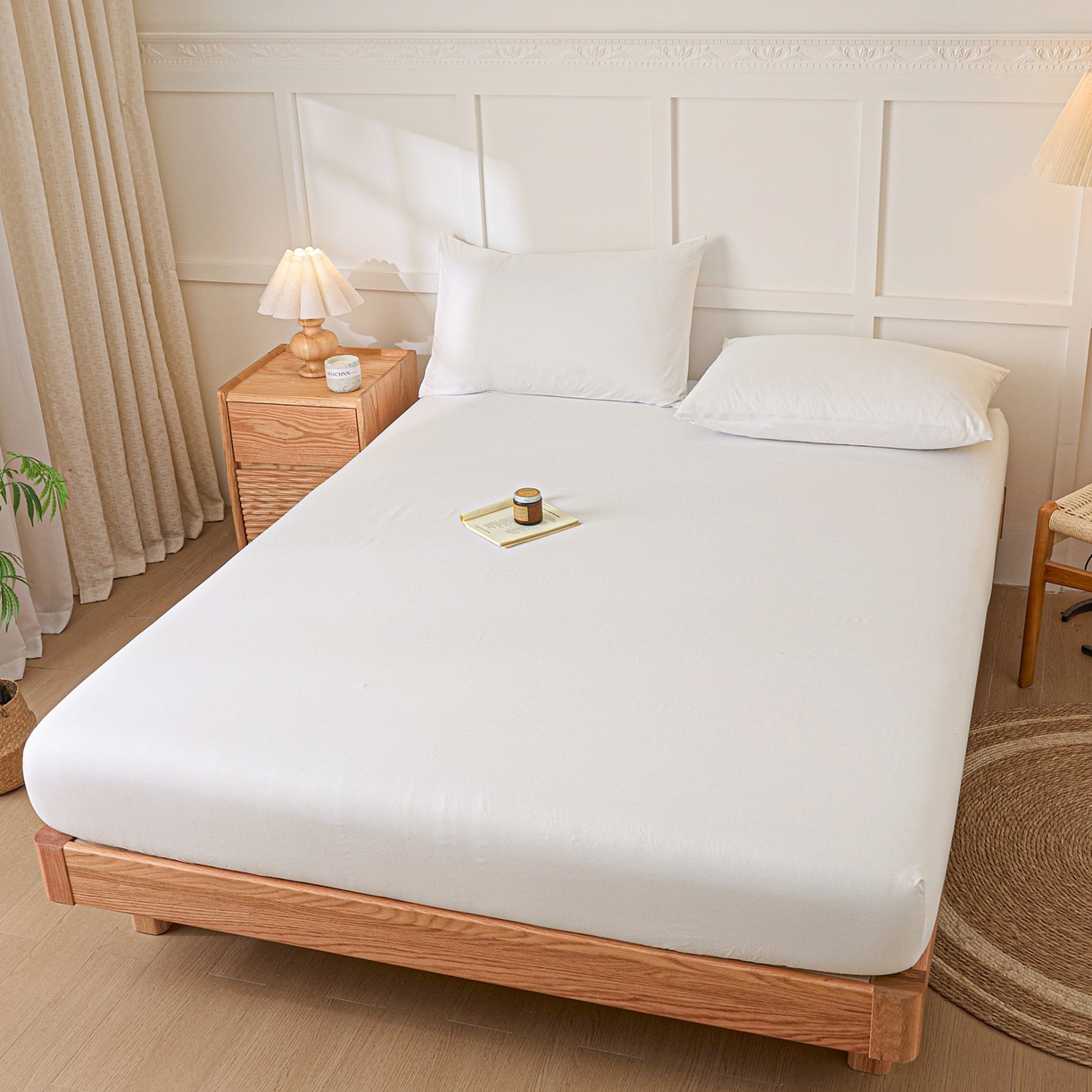 91家纺网 家纺一手货源 找家纺 衿成家纺 2026新款简约纯色磨毛压光单床笠 YG-白色