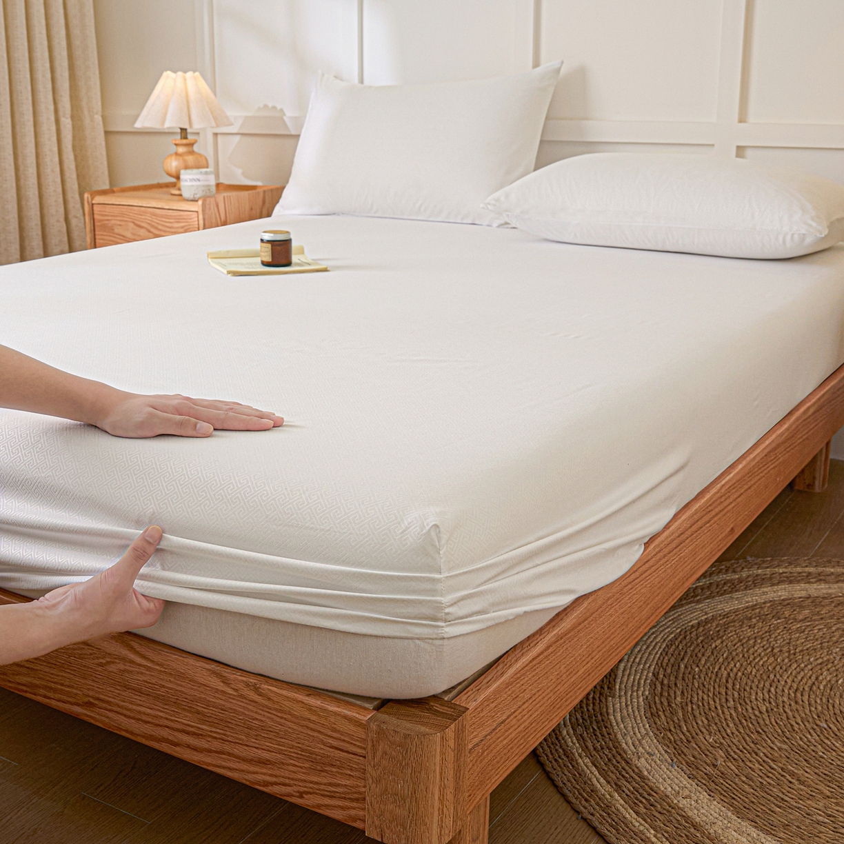 91家纺网 家纺一手货源 找家纺 衿成家纺 2026新款简约纯色磨毛压光单床笠 YG-白色