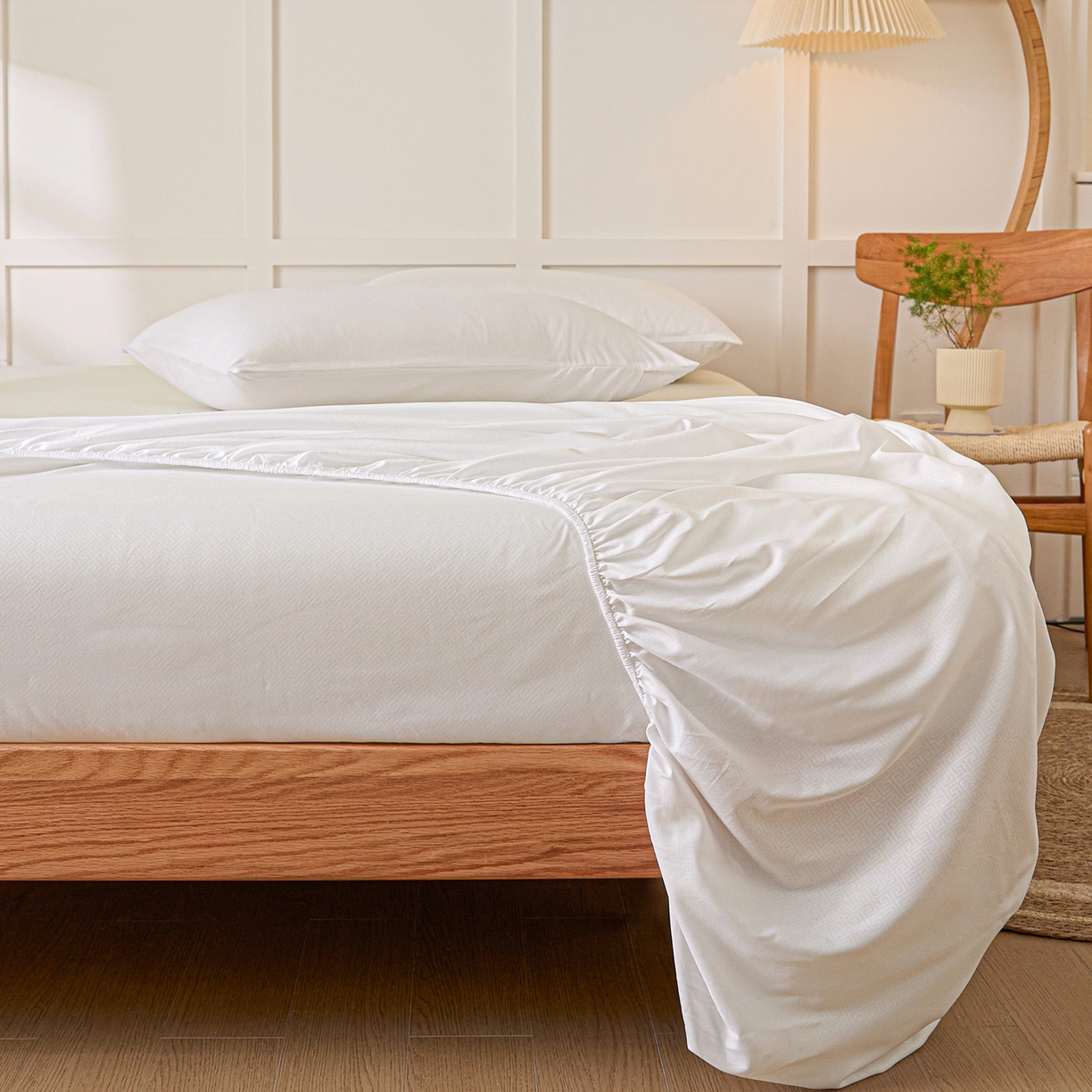 91家纺网 家纺一手货源 找家纺 衿成家纺 2026新款简约纯色磨毛压光单床笠 YG-白色