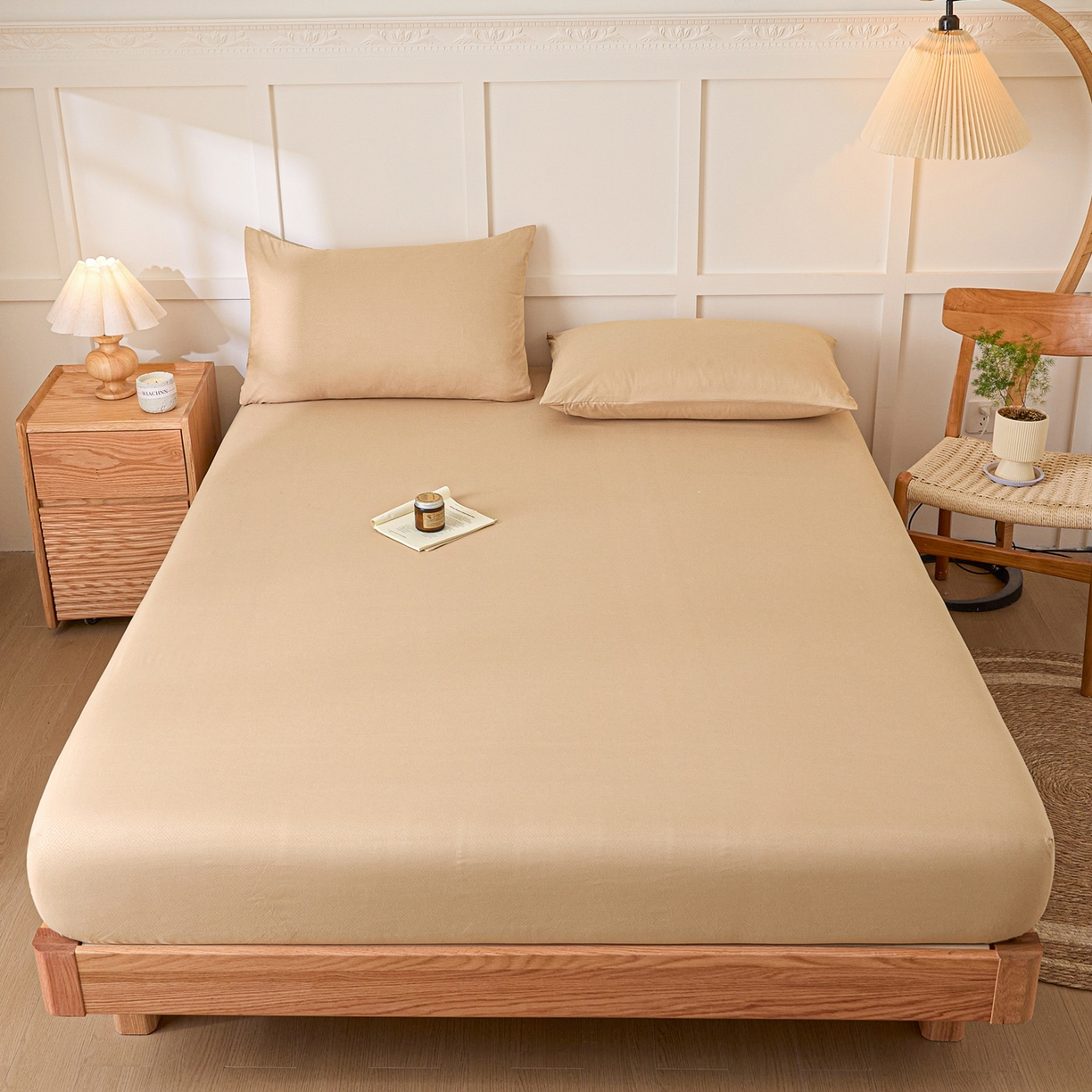 91家纺网 家纺一手货源 找家纺 衿成家纺 2026新款简约纯色磨毛压光单床笠 YG-卡其