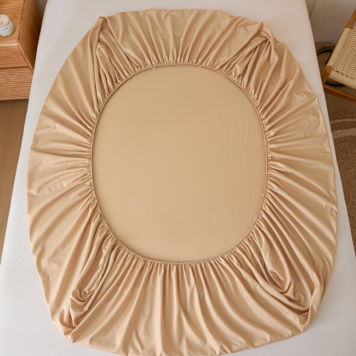 91家纺网 家纺一手货源 找家纺 衿成家纺 2026新款简约纯色磨毛压光单床笠 YG-卡其