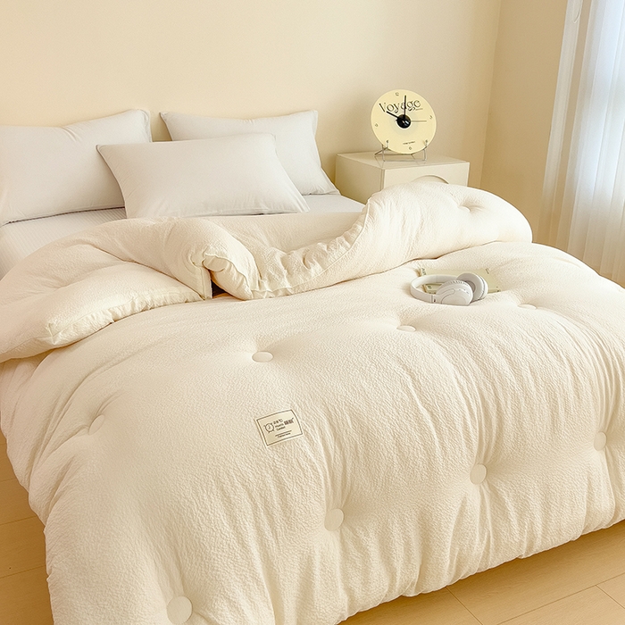 91家纺网 家纺一手货源 找家纺 爱彼家纺 2026新款纯色亲肤提花大豆纤维被冬被被子被芯 本白