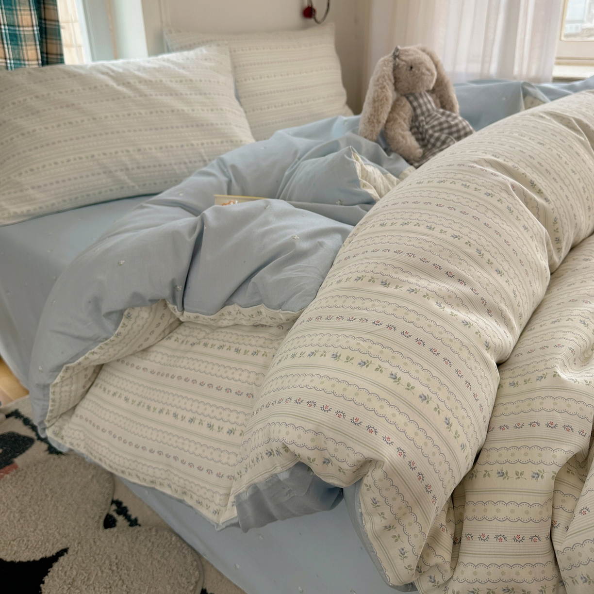 91家纺网 家纺一手货源 找家纺 （总）XIWEN-希文家纺 2026春夏新款40支全棉纯棉13372小清新印花四件套