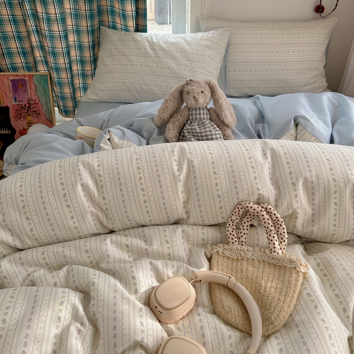 91家纺网 家纺一手货源 找家纺 （总）XIWEN-希文家纺 2026春夏新款40支全棉纯棉13372小清新印花四件套