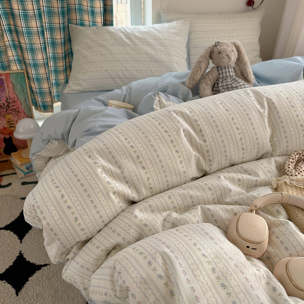 91家纺网 家纺一手货源 找家纺 （总）XIWEN-希文家纺 2026春夏新款40支全棉纯棉13372小清新印花四件套