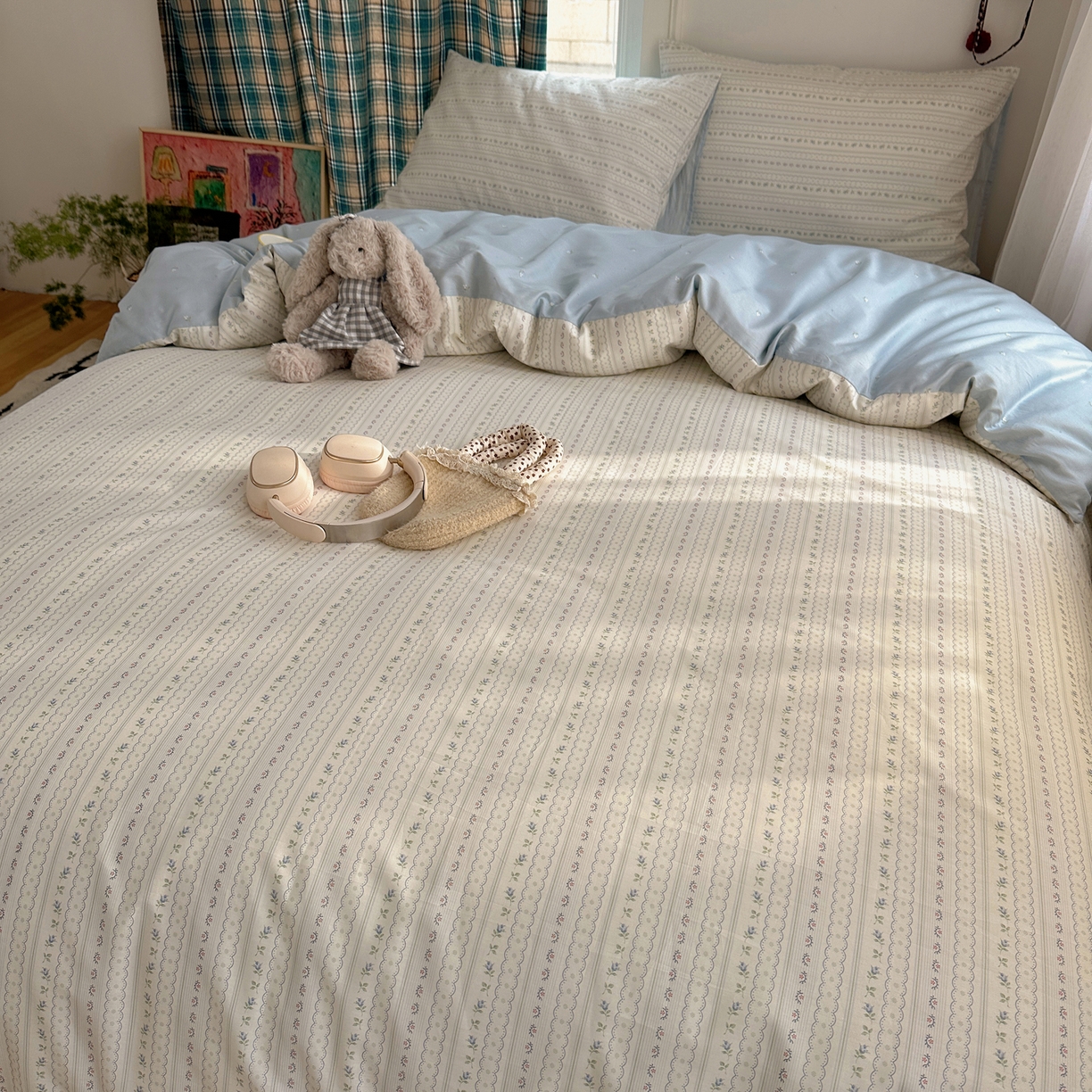 91家纺网 家纺一手货源 找家纺 （总）XIWEN-希文家纺 2026春夏新款40支全棉纯棉13372小清新印花四件套