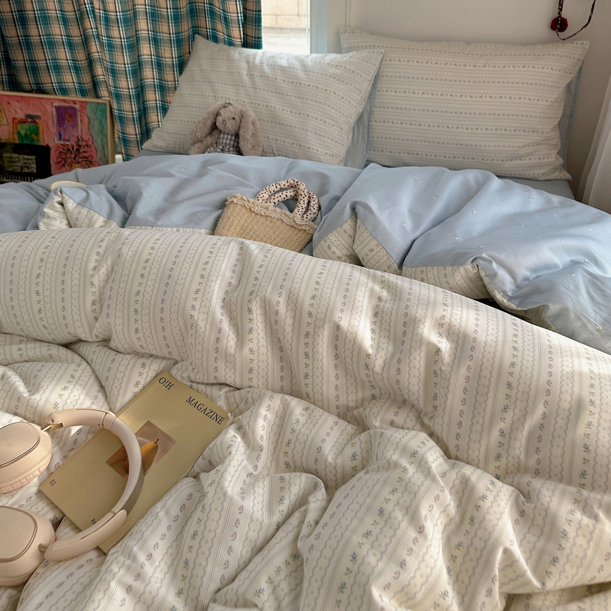 91家纺网 家纺一手货源 找家纺 （总）XIWEN-希文家纺 2026春夏新款40支全棉纯棉13372小清新印花四件套