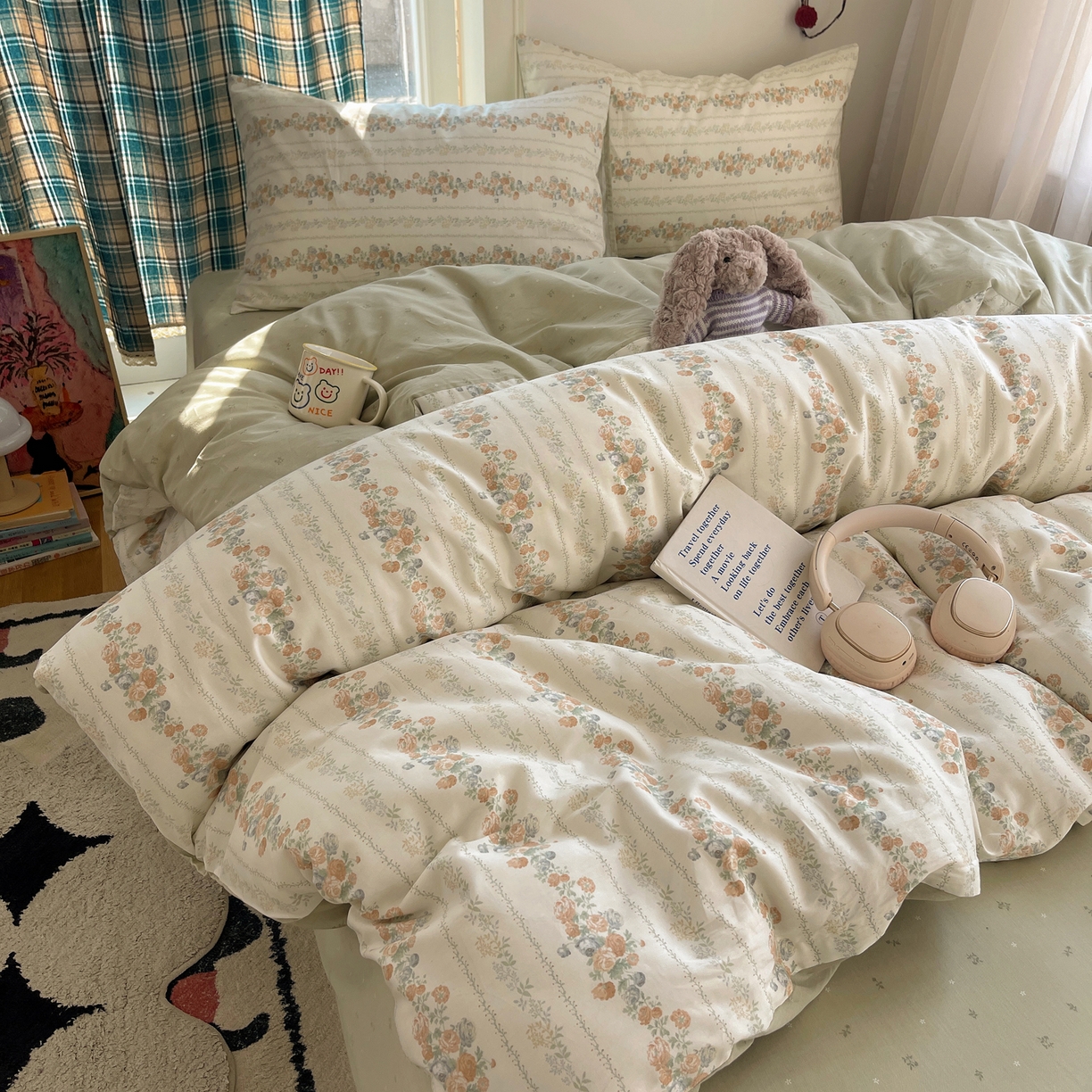 91家纺网 家纺一手货源 找家纺 （总）XIWEN-希文家纺 2026春夏新款40支全棉纯棉13372小清新印花四件套