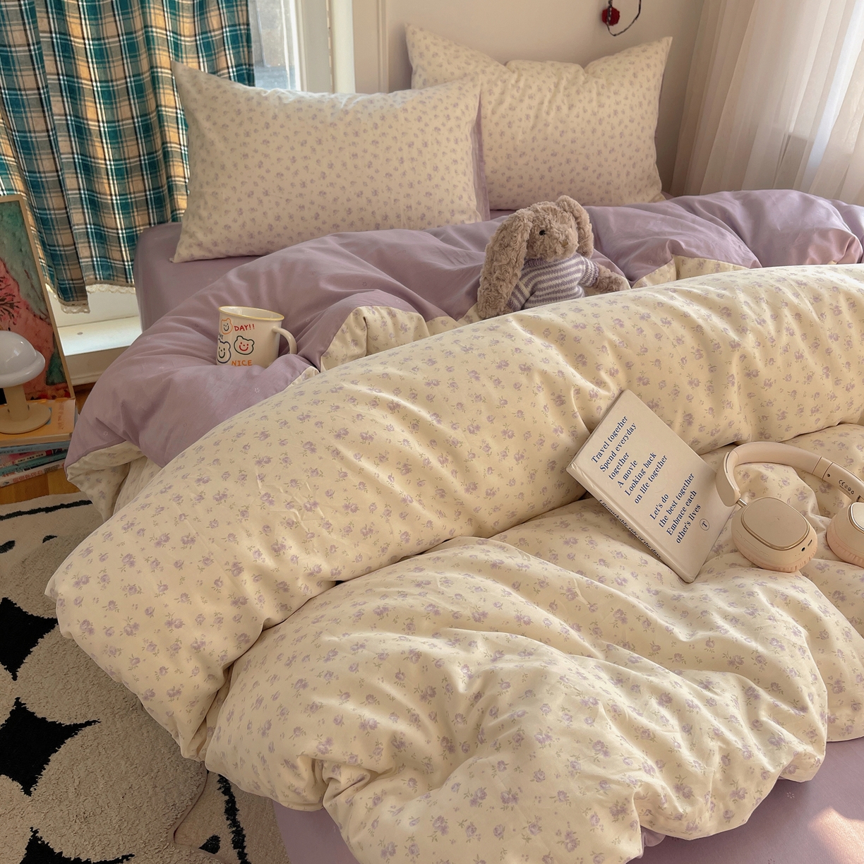 91家纺网 家纺一手货源 找家纺 （总）XIWEN-希文家纺 2026春夏新款40支全棉纯棉13372小清新印花四件套