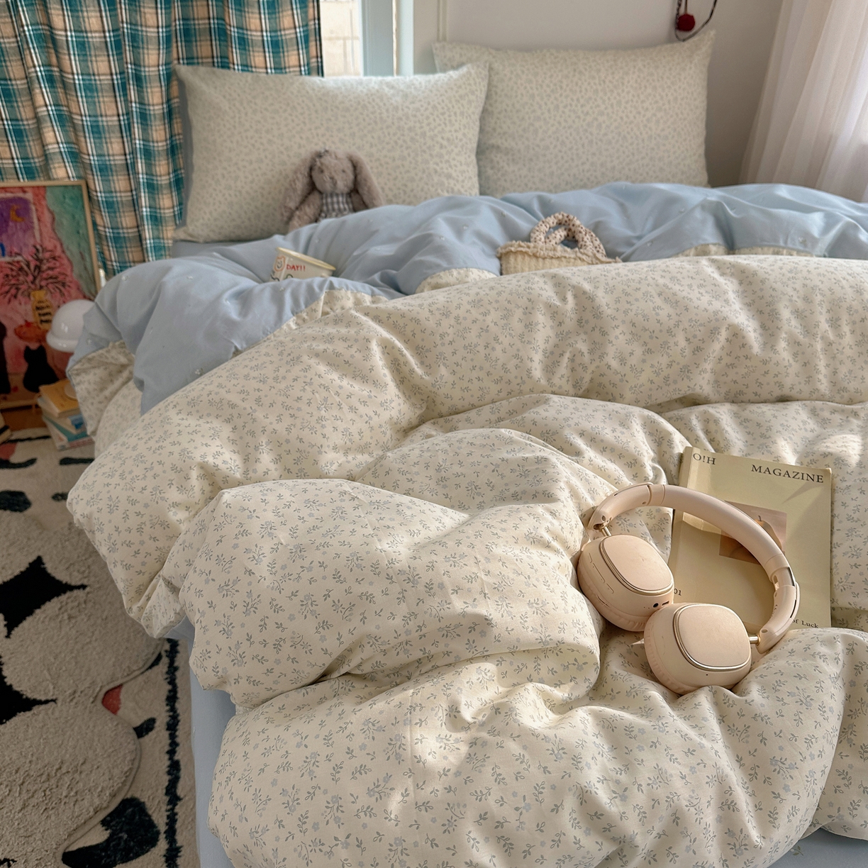 91家纺网 家纺一手货源 找家纺 （总）XIWEN-希文家纺 2026春夏新款40支全棉纯棉13372小清新印花四件套