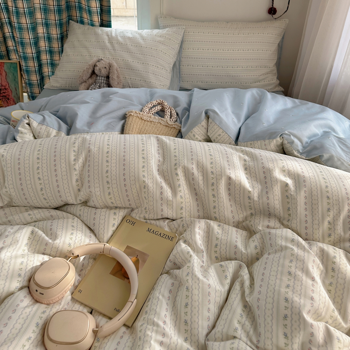 91家纺网 家纺一手货源 找家纺 XIWEN-希文家纺 2026春夏新款40支全棉纯棉13372小清新印花四件套 波尔卡