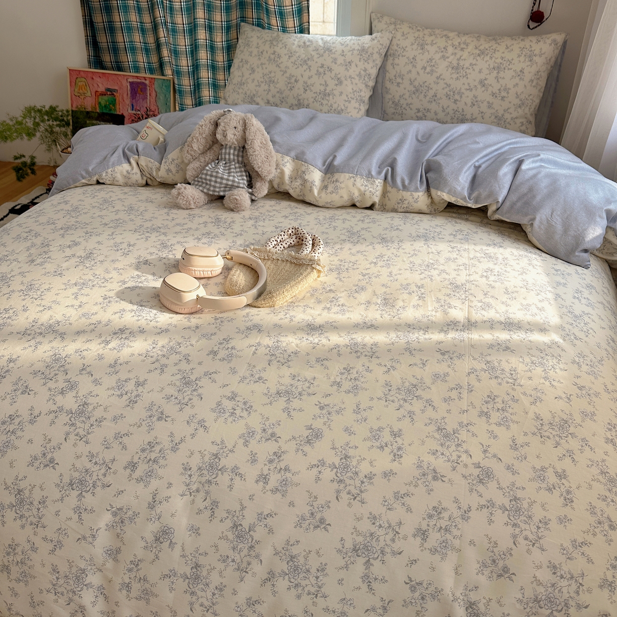 91家纺网 家纺一手货源 找家纺 XIWEN-希文家纺 2026春夏新款40支全棉纯棉13372小清新印花四件套 沉香