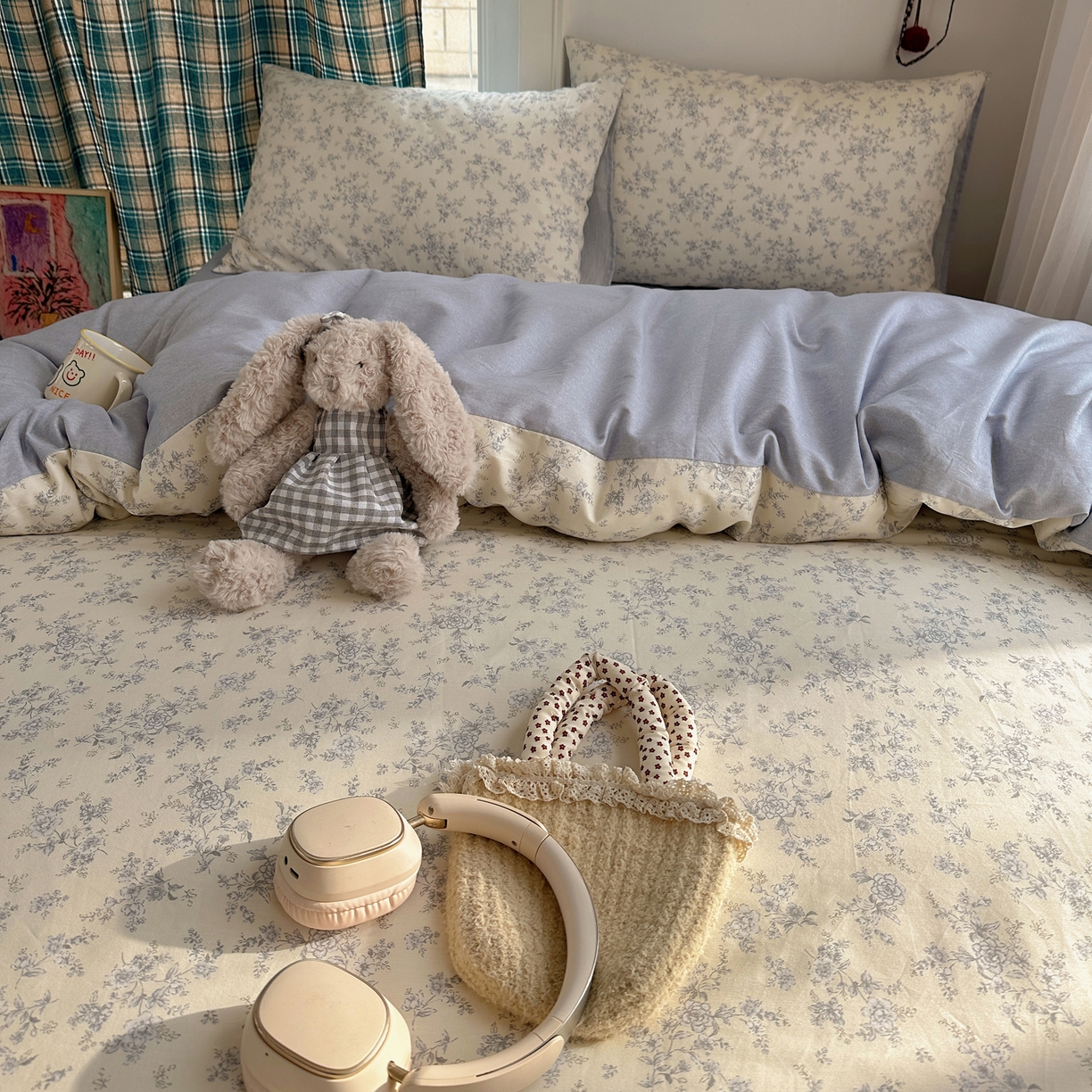 91家纺网 家纺一手货源 找家纺 XIWEN-希文家纺 2026春夏新款40支全棉纯棉13372小清新印花四件套 沉香