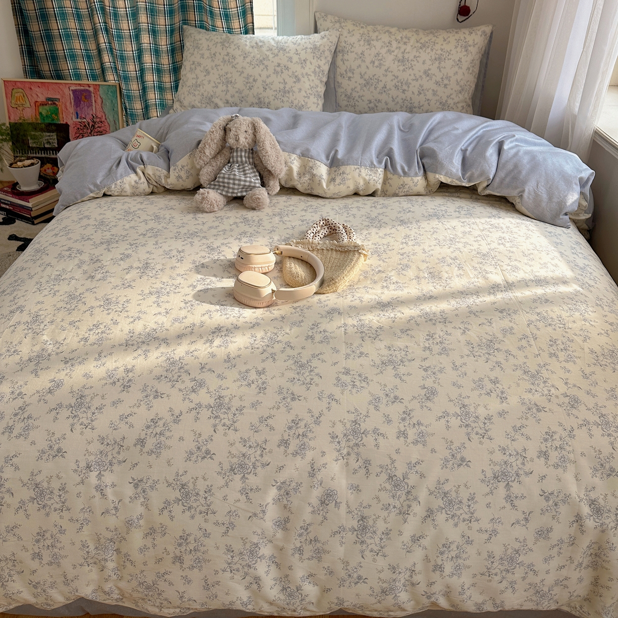 91家纺网 家纺一手货源 找家纺 XIWEN-希文家纺 2026春夏新款40支全棉纯棉13372小清新印花四件套 沉香