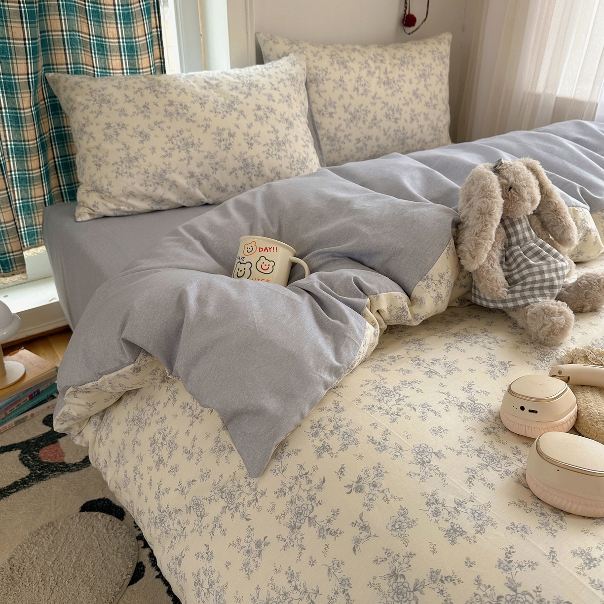 91家纺网 家纺一手货源 找家纺 XIWEN-希文家纺 2026春夏新款40支全棉纯棉13372小清新印花四件套 沉香