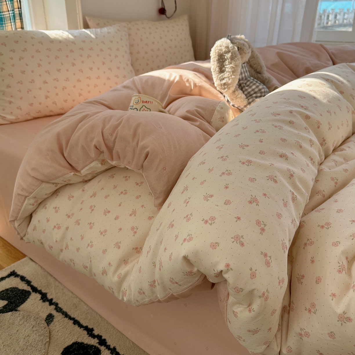 91家纺网 家纺一手货源 找家纺 XIWEN-希文家纺 2026春夏新款40支全棉纯棉13372小清新印花四件套 春之约定