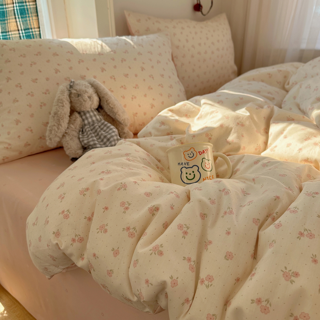 91家纺网 家纺一手货源 找家纺 XIWEN-希文家纺 2026春夏新款40支全棉纯棉13372小清新印花四件套 春之约定