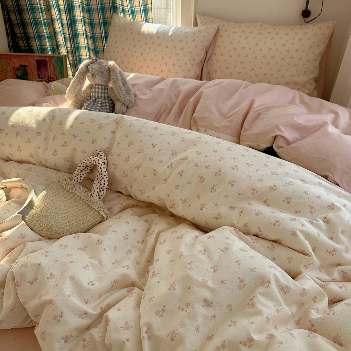 91家纺网 家纺一手货源 找家纺 XIWEN-希文家纺 2026春夏新款40支全棉纯棉13372小清新印花四件套 春之约定