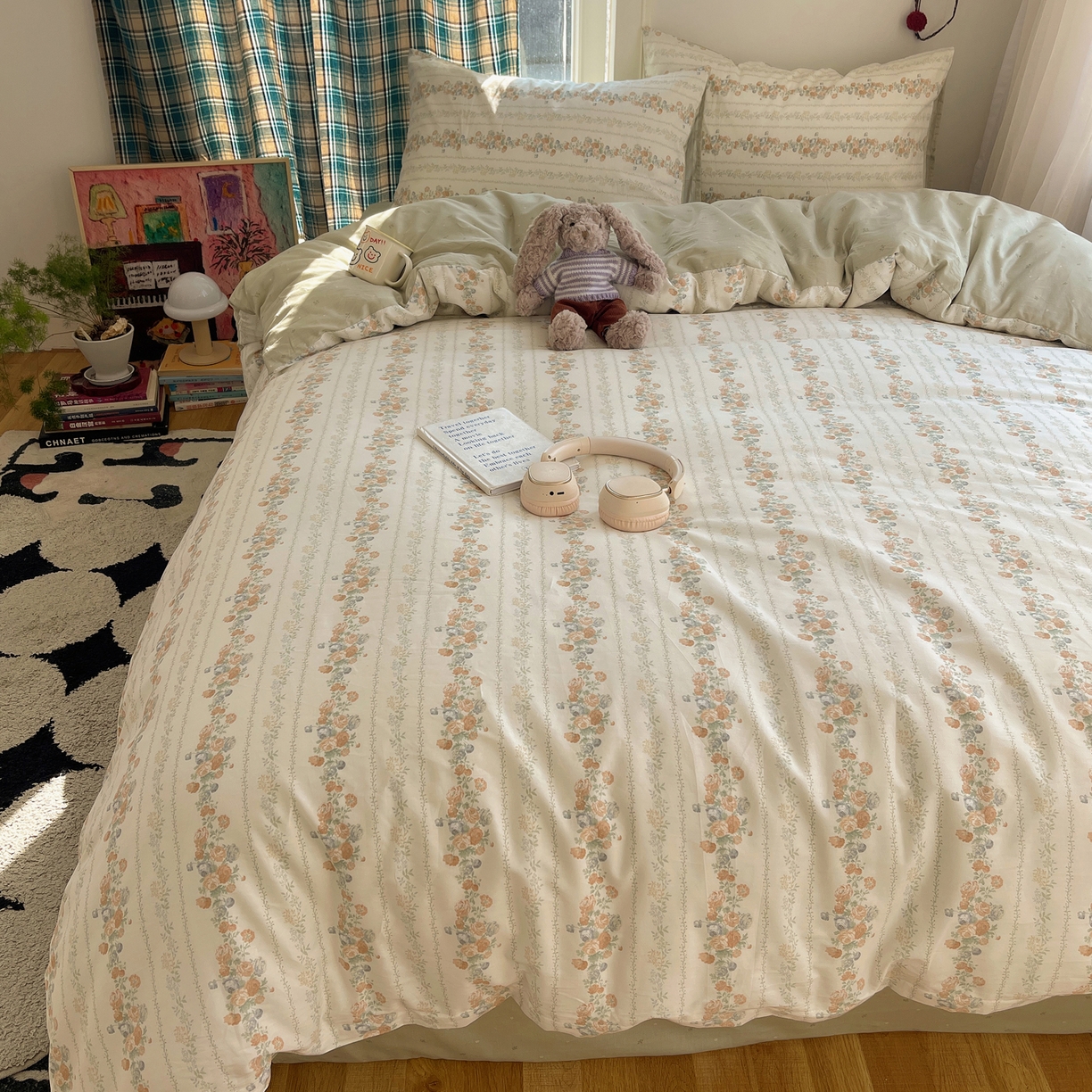 91家纺网 家纺一手货源 找家纺 XIWEN-希文家纺 2026春夏新款40支全棉纯棉13372小清新印花四件套 椿茶弥香