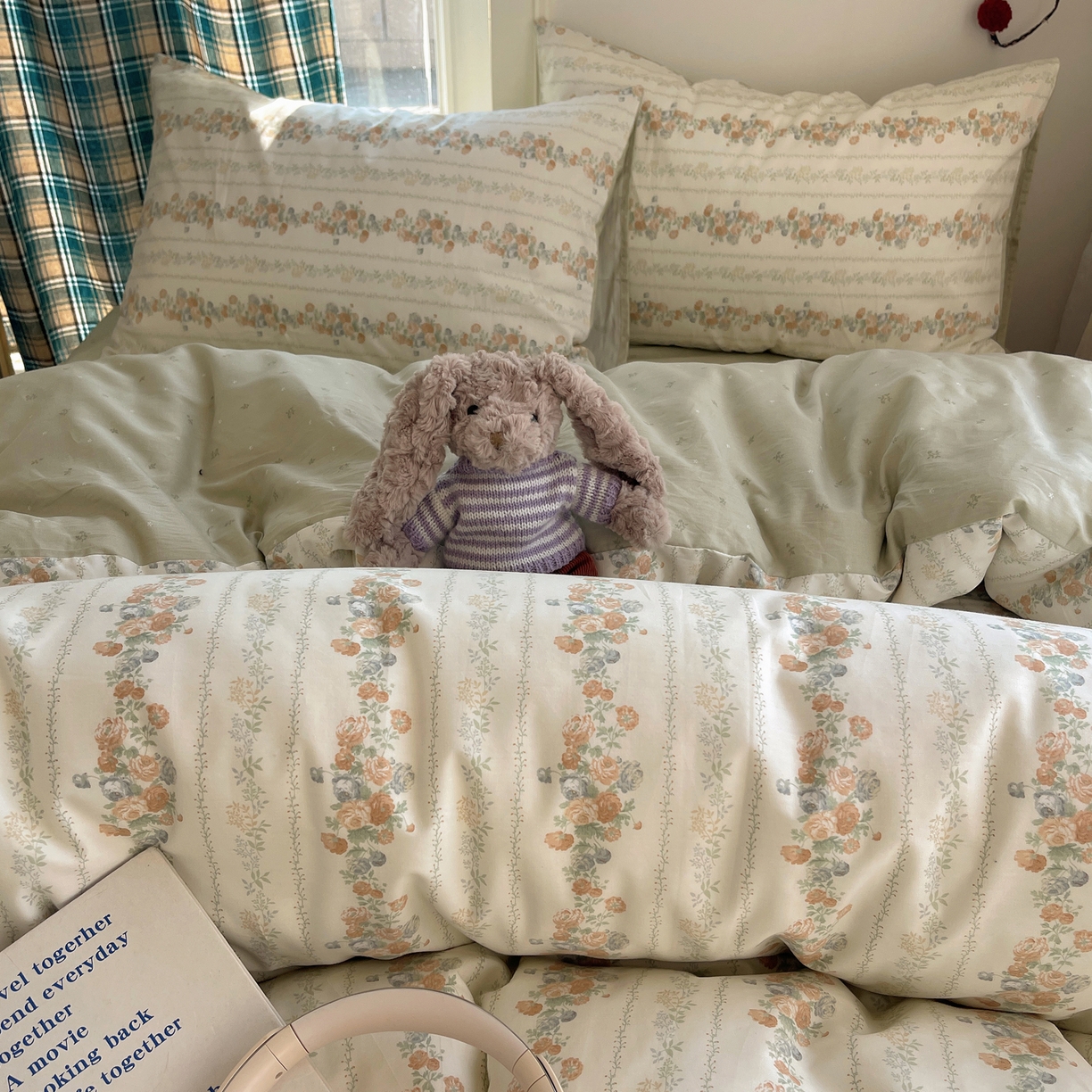 91家纺网 家纺一手货源 找家纺 XIWEN-希文家纺 2026春夏新款40支全棉纯棉13372小清新印花四件套 椿茶弥香