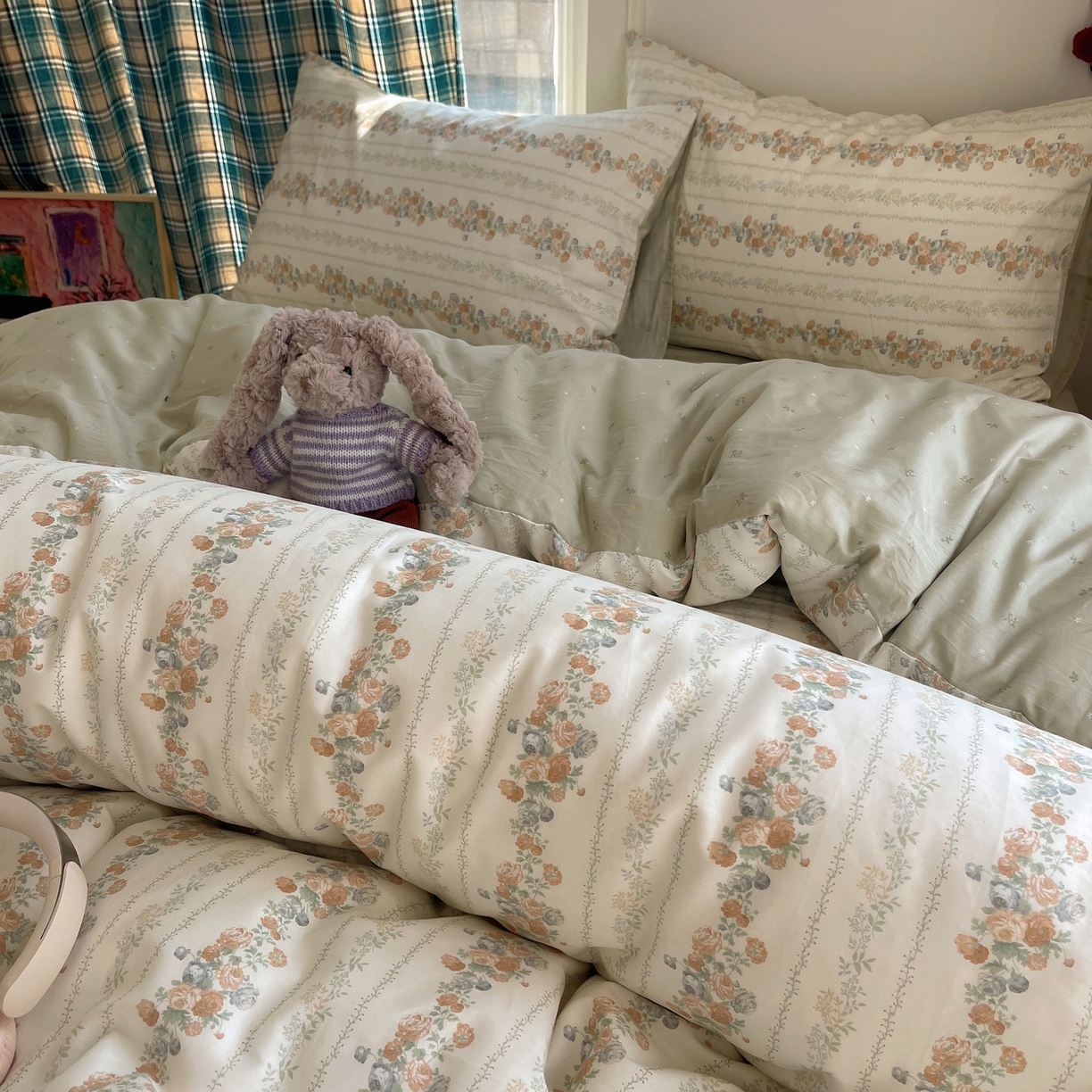 91家纺网 家纺一手货源 找家纺 XIWEN-希文家纺 2026春夏新款40支全棉纯棉13372小清新印花四件套 椿茶弥香