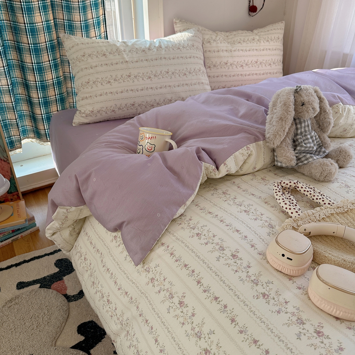 91家纺网 家纺一手货源 找家纺 XIWEN-希文家纺 2026春夏新款40支全棉纯棉13372小清新印花四件套 含羞草