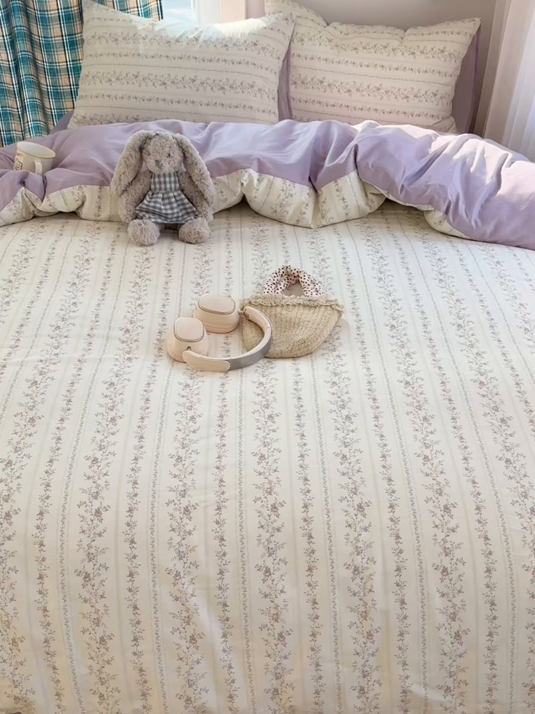 91家纺网 家纺一手货源 找家纺 XIWEN-希文家纺 2026春夏新款40支全棉纯棉13372小清新印花四件套 含羞草