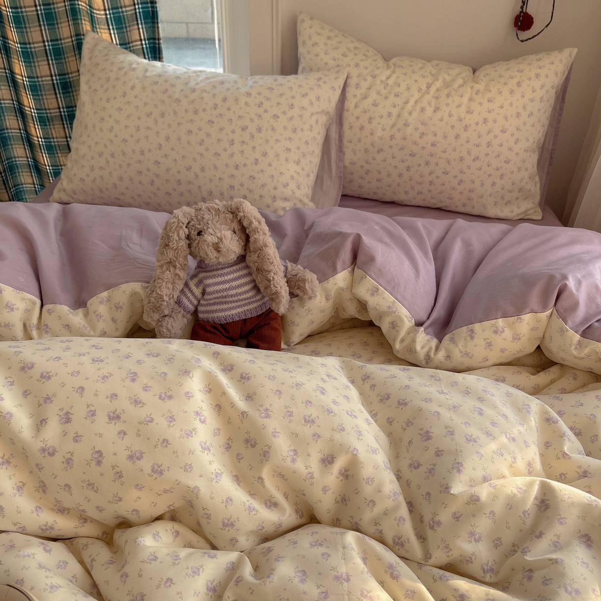 91家纺网 家纺一手货源 找家纺 XIWEN-希文家纺 2026春夏新款40支全棉纯棉13372小清新印花四件套 见兰花