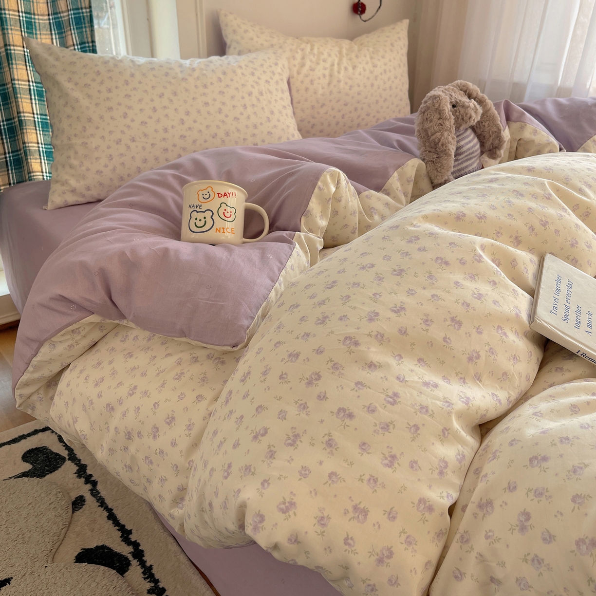 91家纺网 家纺一手货源 找家纺 XIWEN-希文家纺 2026春夏新款40支全棉纯棉13372小清新印花四件套 见兰花