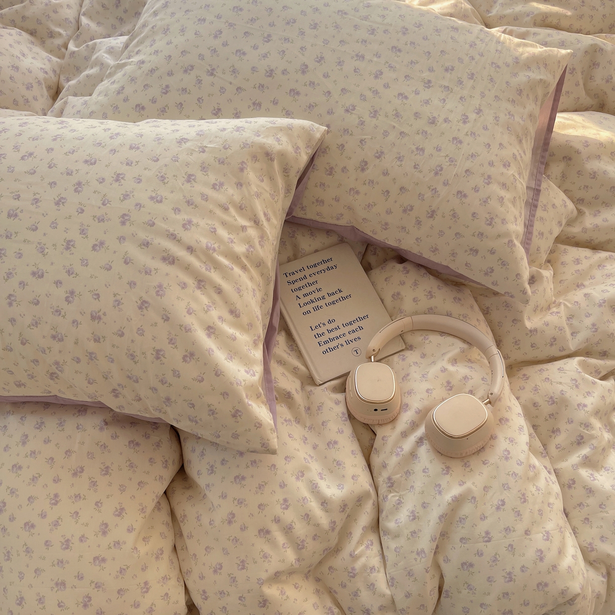 91家纺网 家纺一手货源 找家纺 XIWEN-希文家纺 2026春夏新款40支全棉纯棉13372小清新印花四件套 见兰花