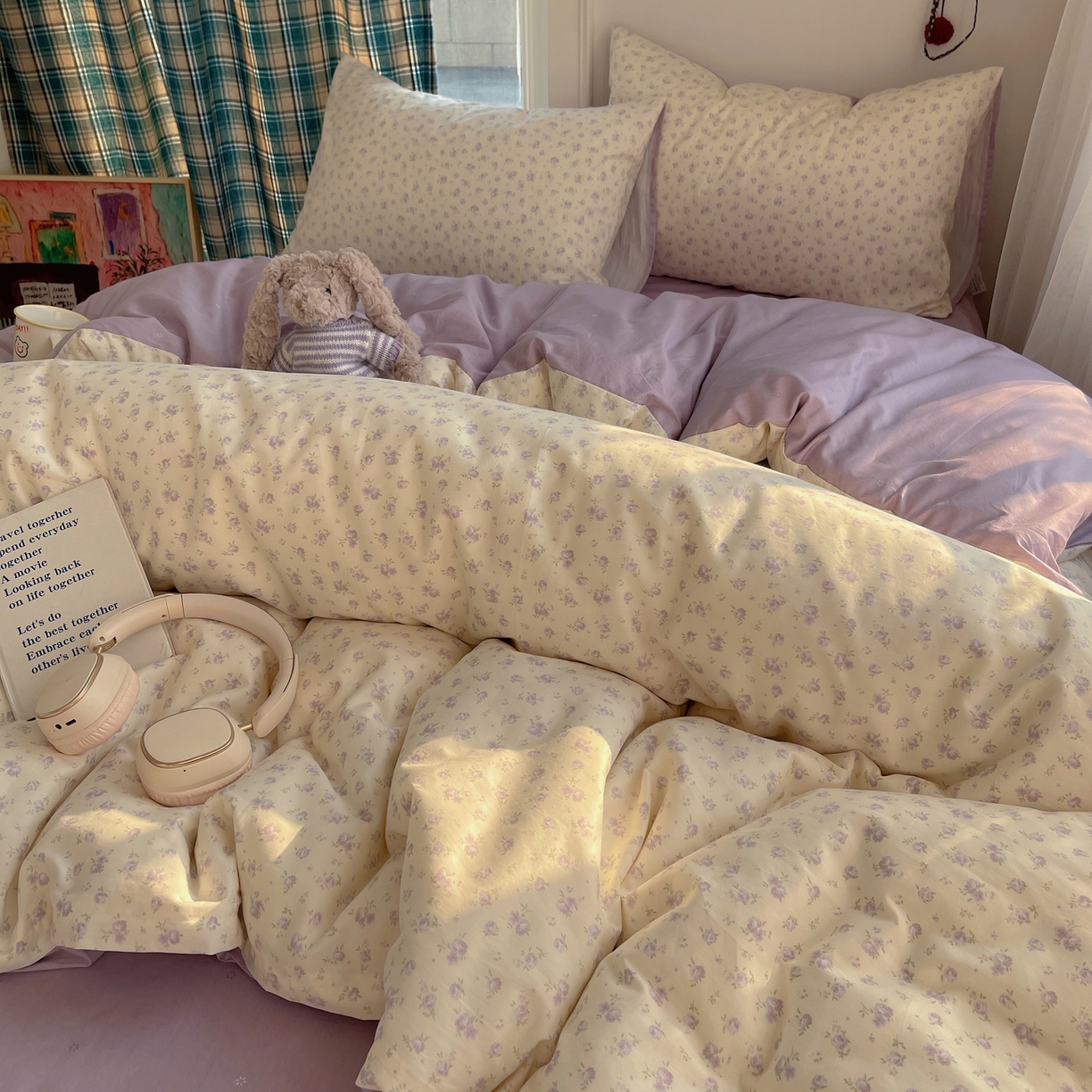 91家纺网 家纺一手货源 找家纺 XIWEN-希文家纺 2026春夏新款40支全棉纯棉13372小清新印花四件套 见兰花