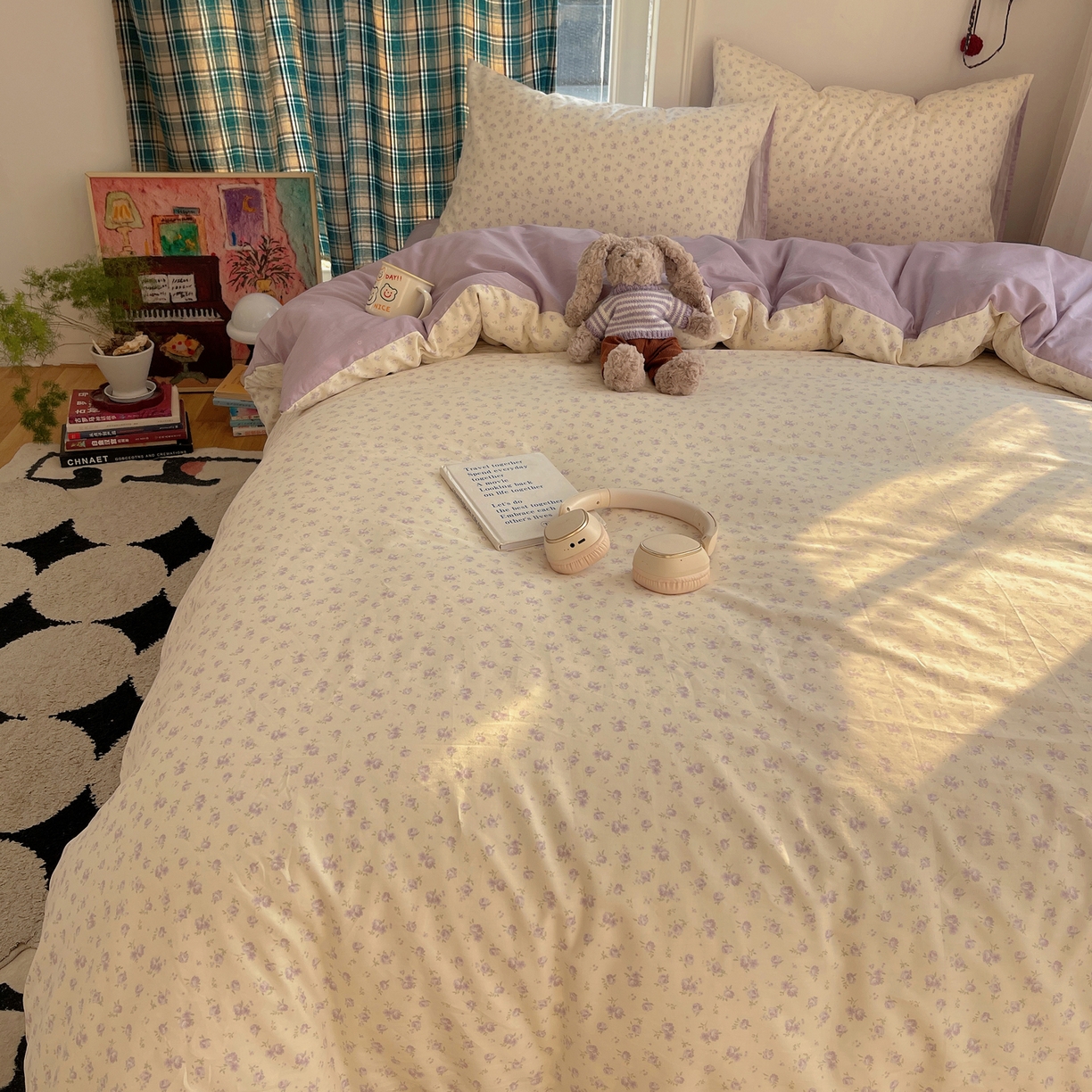 91家纺网 家纺一手货源 找家纺 XIWEN-希文家纺 2026春夏新款40支全棉纯棉13372小清新印花四件套 见兰花