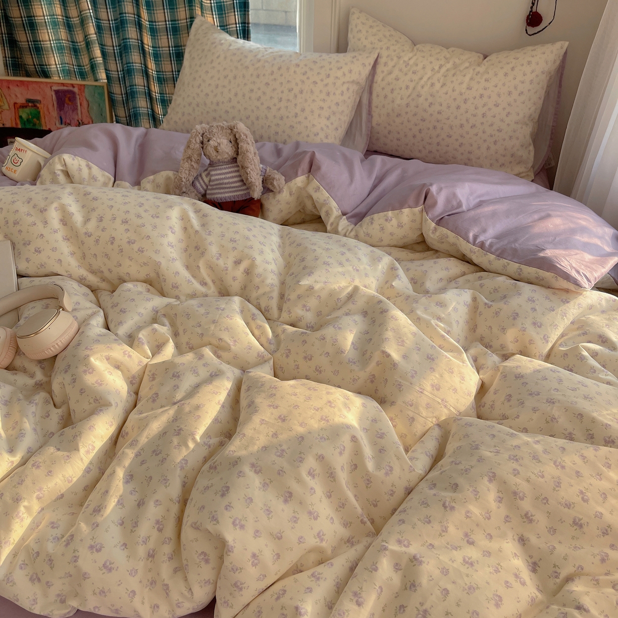 91家纺网 家纺一手货源 找家纺 XIWEN-希文家纺 2026春夏新款40支全棉纯棉13372小清新印花四件套 见兰花