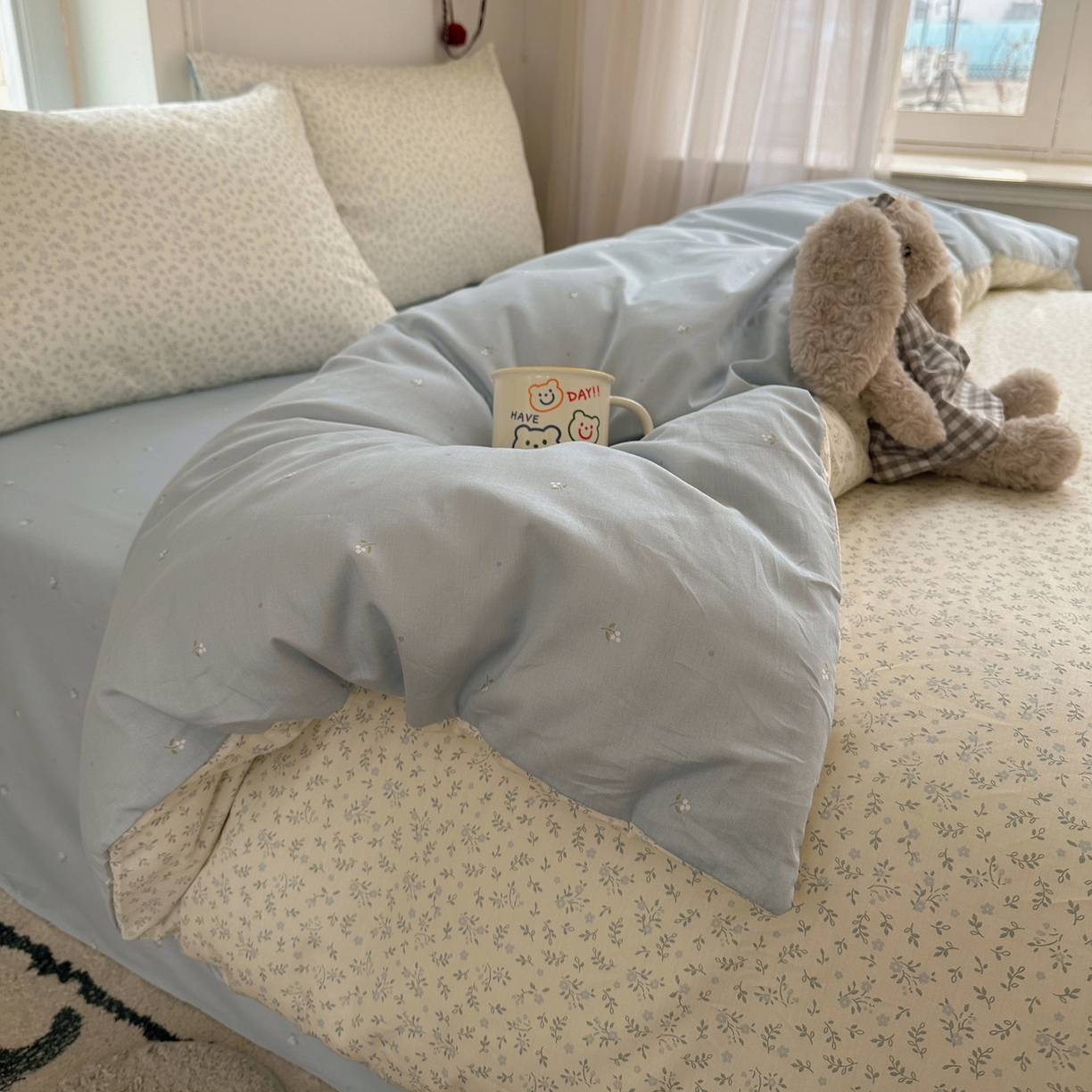 91家纺网 家纺一手货源 找家纺 XIWEN-希文家纺 2026春夏新款40支全棉纯棉13372小清新印花四件套 娇兰