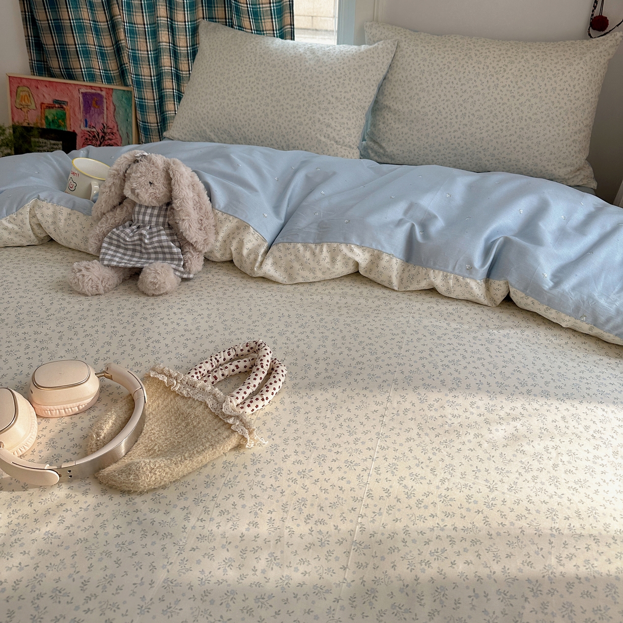 91家纺网 家纺一手货源 找家纺 XIWEN-希文家纺 2026春夏新款40支全棉纯棉13372小清新印花四件套 娇兰