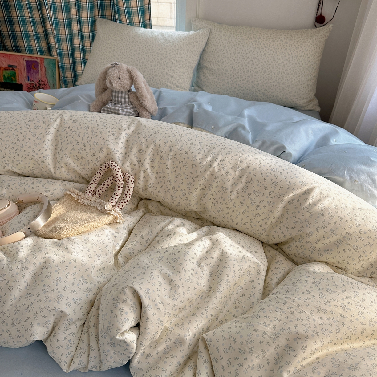 91家纺网 家纺一手货源 找家纺 XIWEN-希文家纺 2026春夏新款40支全棉纯棉13372小清新印花四件套 娇兰