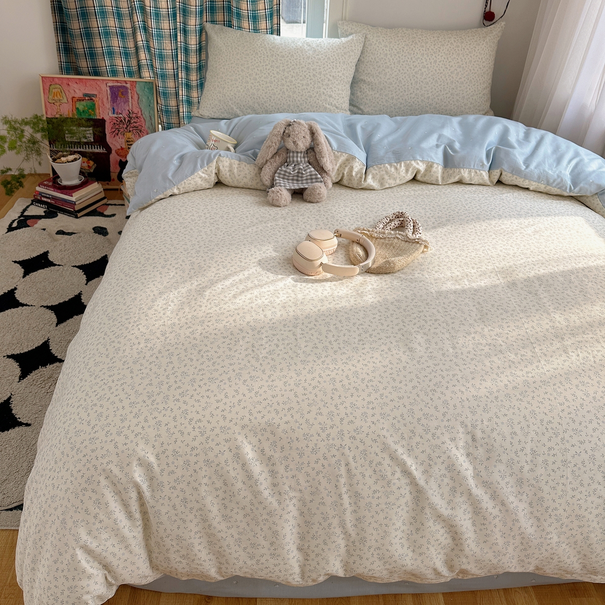 91家纺网 家纺一手货源 找家纺 XIWEN-希文家纺 2026春夏新款40支全棉纯棉13372小清新印花四件套 娇兰