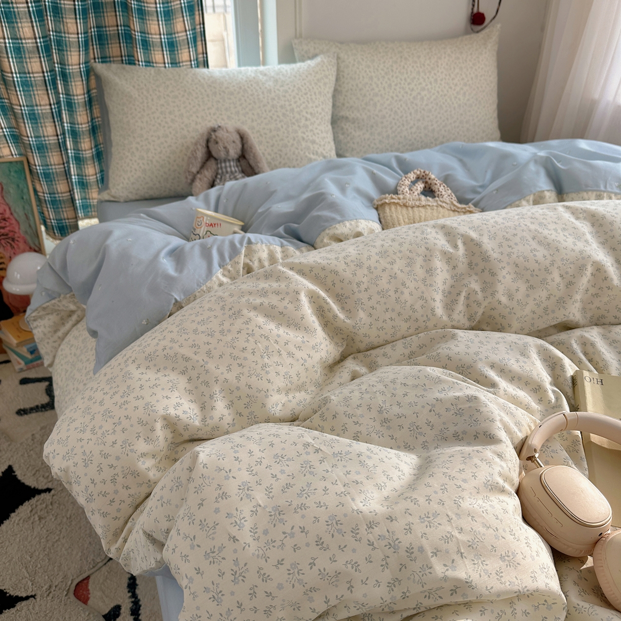 91家纺网 家纺一手货源 找家纺 XIWEN-希文家纺 2026春夏新款40支全棉纯棉13372小清新印花四件套 娇兰