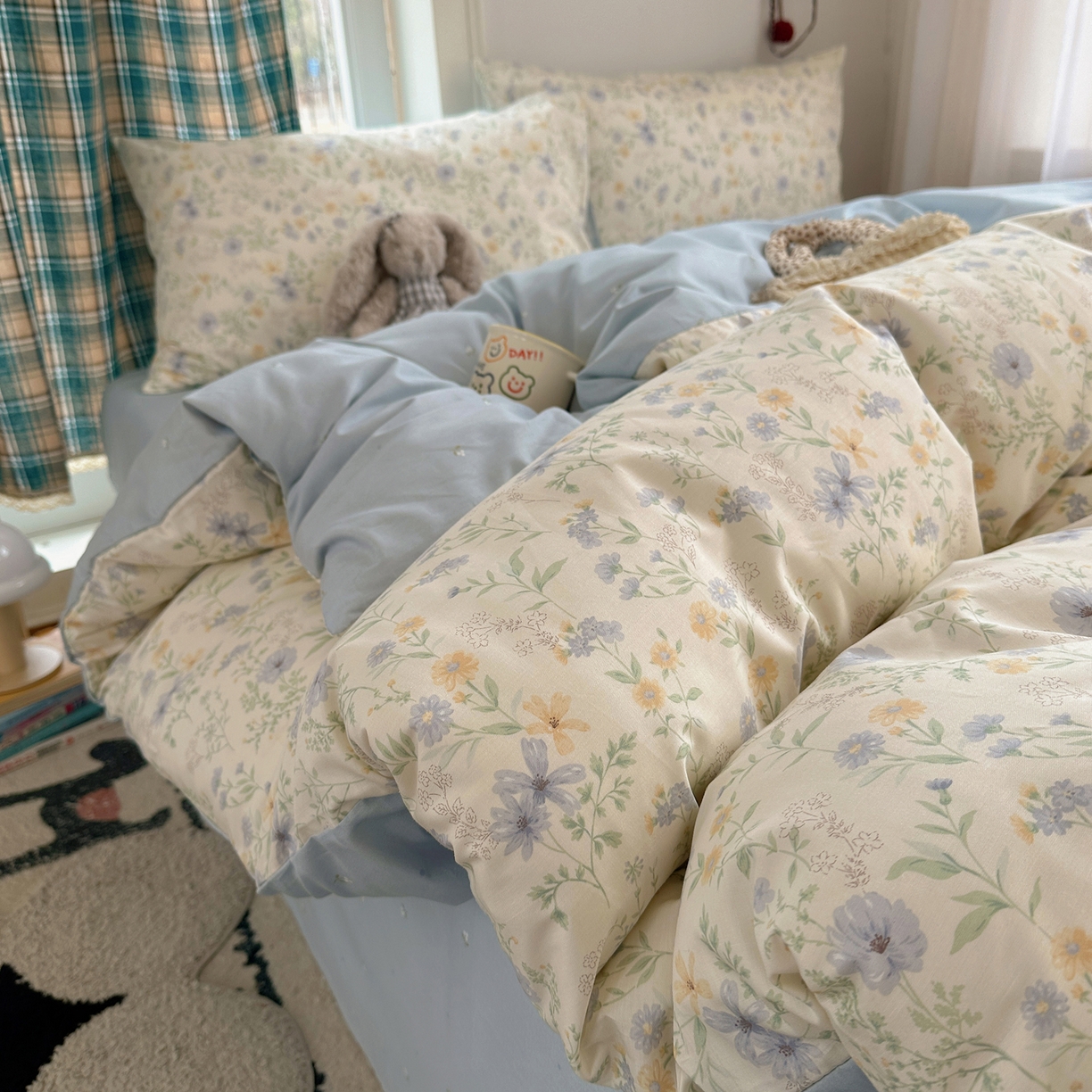 91家纺网 家纺一手货源 找家纺 XIWEN-希文家纺 2026春夏新款40支全棉纯棉13372小清新印花四件套 镜花缘-兰