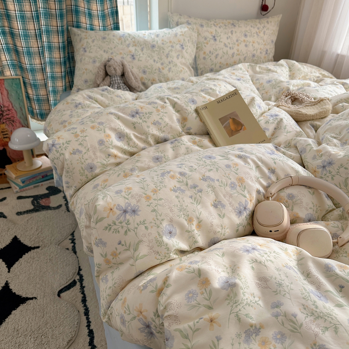 91家纺网 家纺一手货源 找家纺 XIWEN-希文家纺 2026春夏新款40支全棉纯棉13372小清新印花四件套 镜花缘-兰